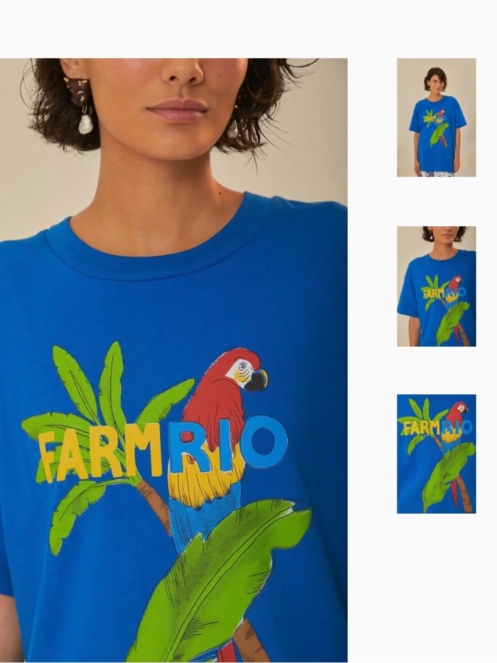 FARM Rio Bright Blue Parrot Graphic Tee NWT - Picture 2 of 6